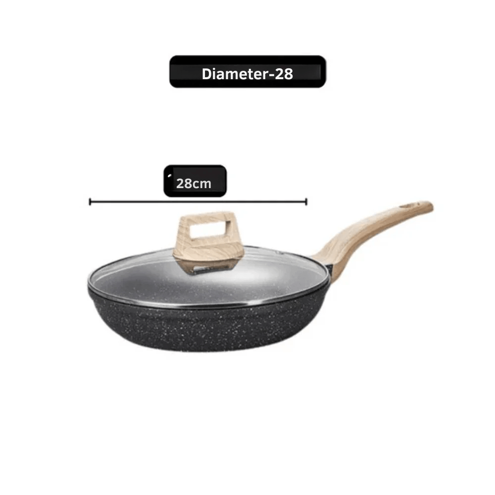 Maifan Stone Non-Stick Flat Bottom Frying Pan with Lid(28cm)