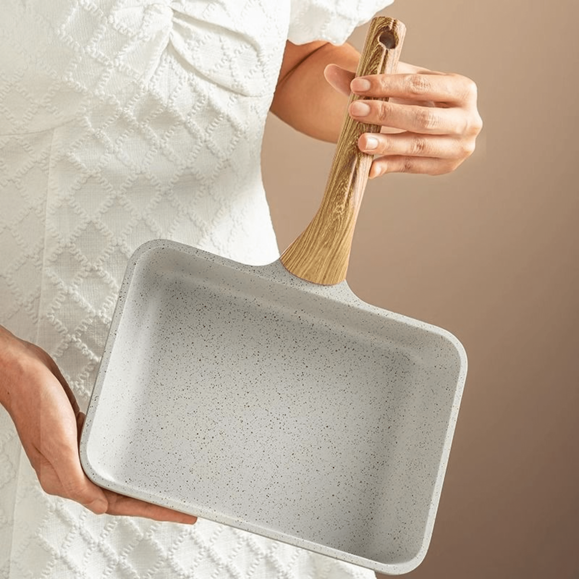Premium Maifan Stone Non-Stick Breakfast Square Frying Pan With Spatula