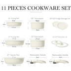 Maifan Stone Nonstick Cookware Set with Detachable Handles (11 Piece)