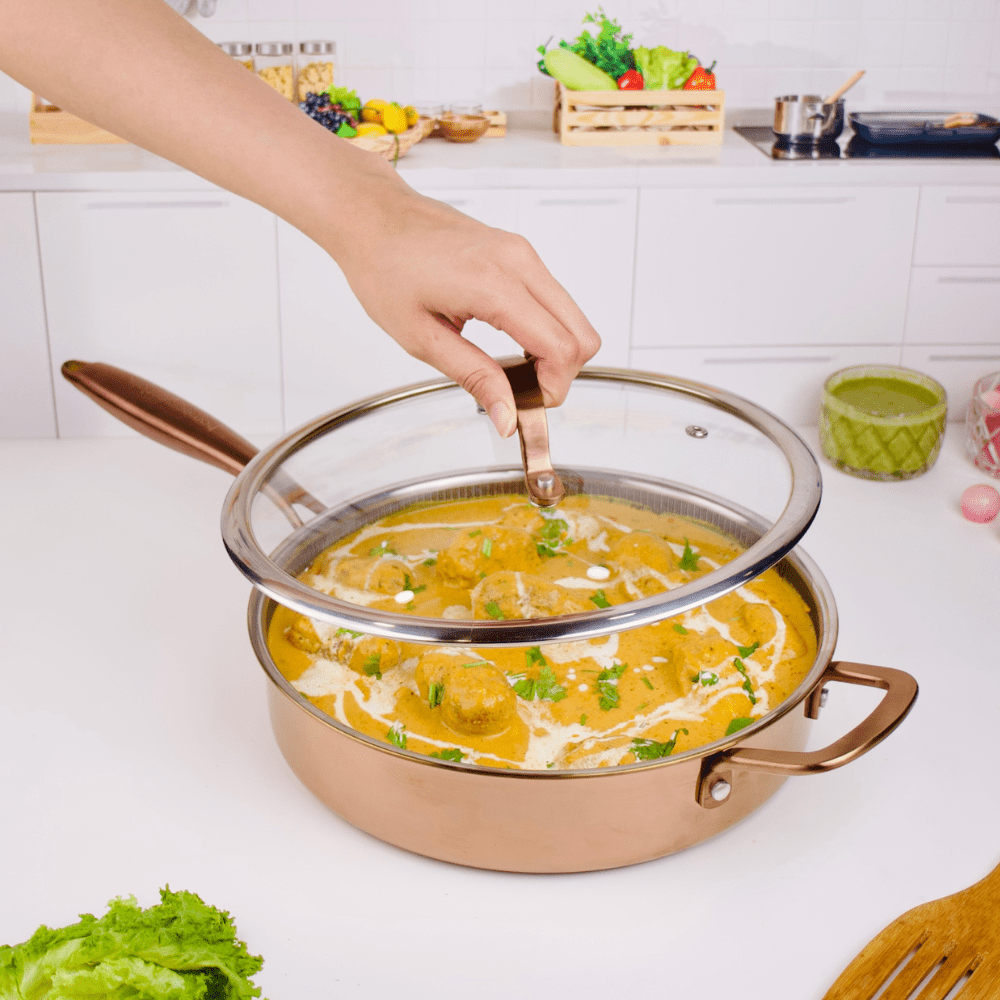 Multi-Purpose Copper Core Honeycomb Frying Pan With Lid (26cm)
