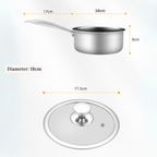 Multi-Purpose Stainless Steel Honeycomb Sauce Pan with Lid (18cm)