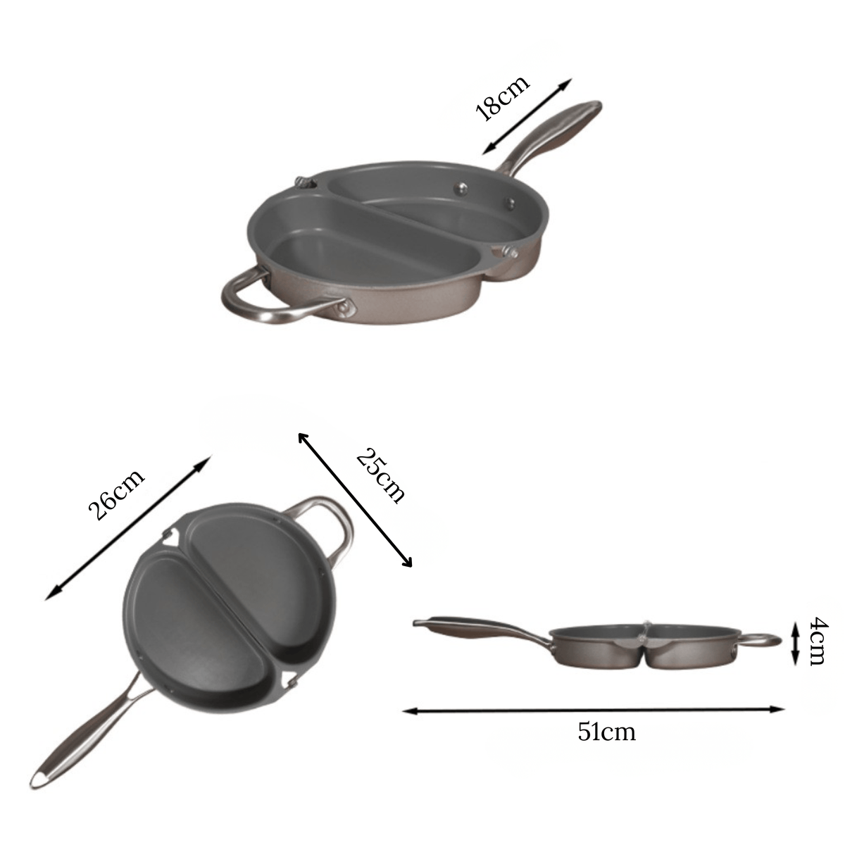 Non-Stick Double-Sided Folding Fry Pan (26cm)