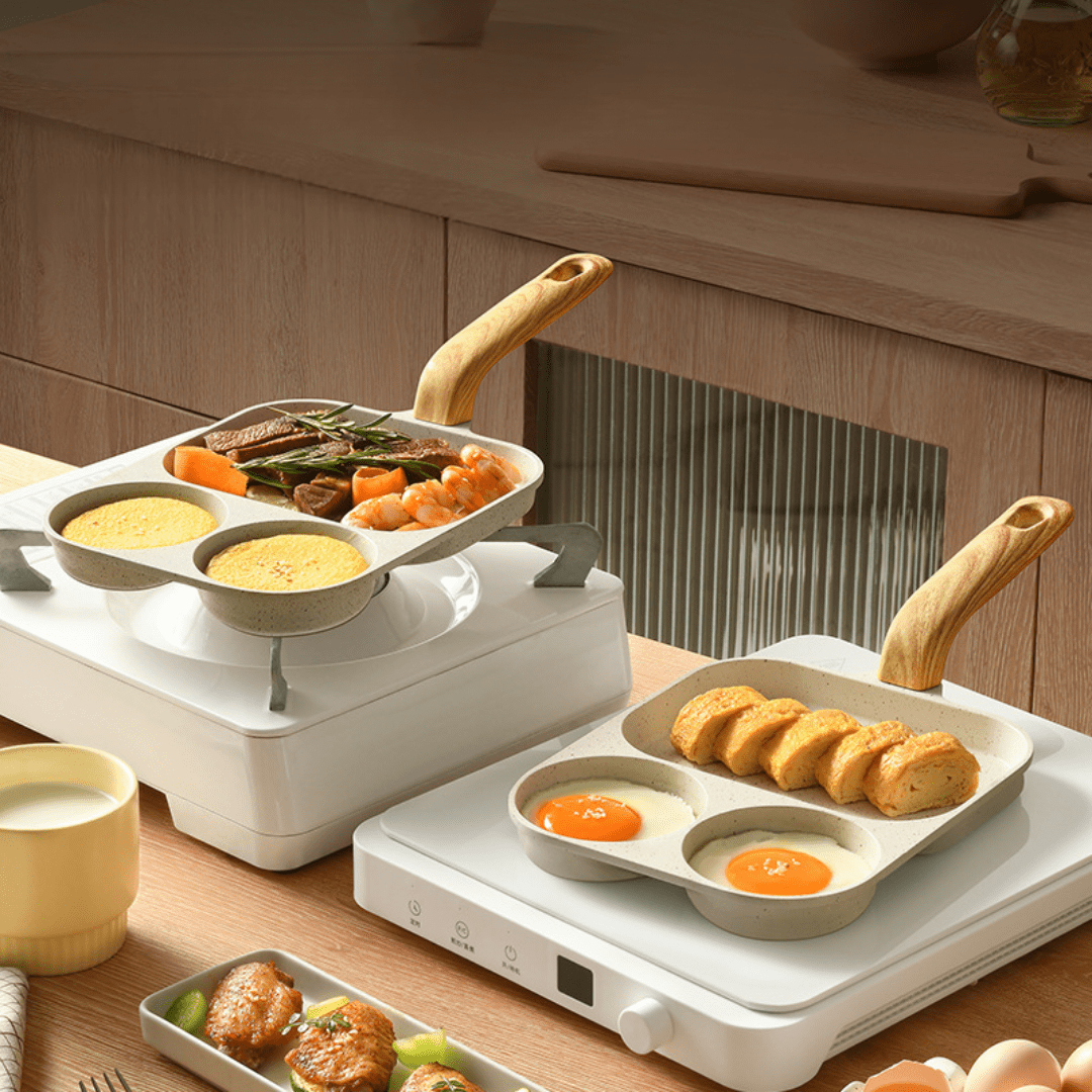 Multi-Compartment Non-Stick Maifan Stone Cooking Pan