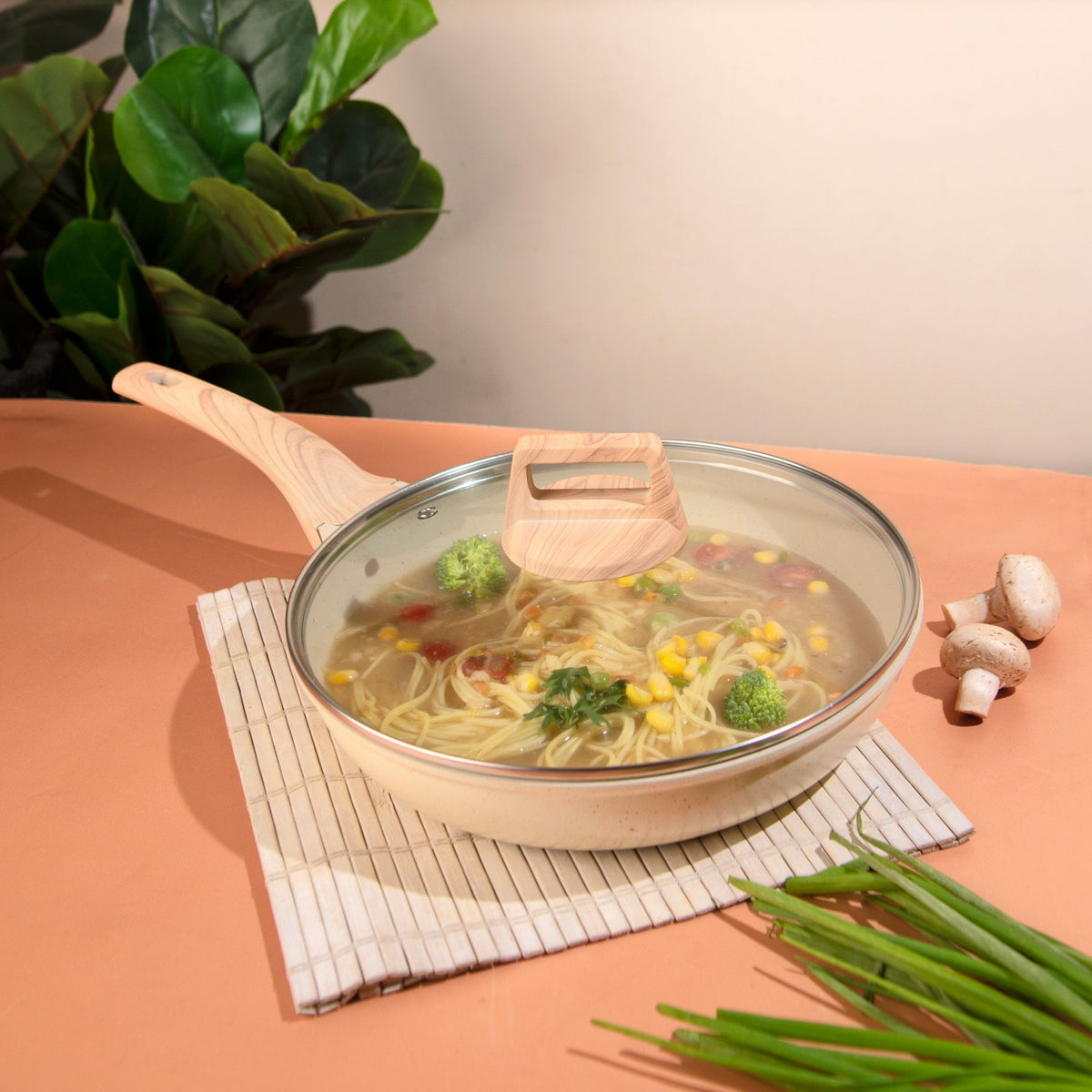 Maifan Stone Non-Stick Flat Bottom Frying Pan (White-28cm)