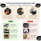 Heavy-Duty Natural Cast Iron Kadai with Silicone Grip(24cm)