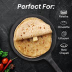 Multi-Functional Pre-Seasoned Cast Iron Tawa With Silicone Grip(26cm)
