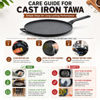 Multi-Functional Pre-Seasoned Cast Iron Tawa With Silicone Grip(26cm)