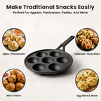 Heavy-Duty Cast Iron 7-Pit Appam Pan with Silicone Grip