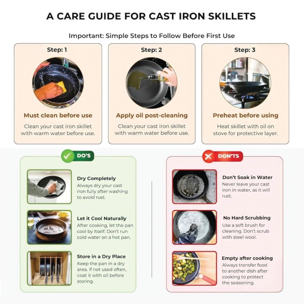 Cast Iron Nonstick Multi-Section Breakfast Frying Pan with Wooden Handle (22cm)