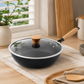 Wrought Iron Deep Frying Pan with Glass Lid