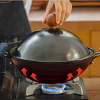 Double Handle Uncoated Iron Wok with Lid(32cm)