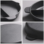 Multi-Purpose Cast Iron Flat & Grooved Cooking Pan(32cm)