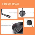 Multi-Purpose Cast Iron Flat & Grooved Cooking Pan(32cm)