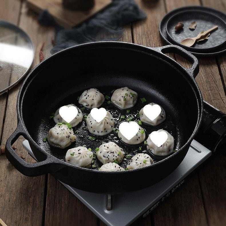 Multi-Purpose Cast Iron Skillet with Lid and Ear Handles (25cm)