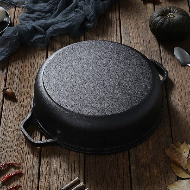 Multi-Purpose Cast Iron Skillet with Lid and Ear Handles (25cm)