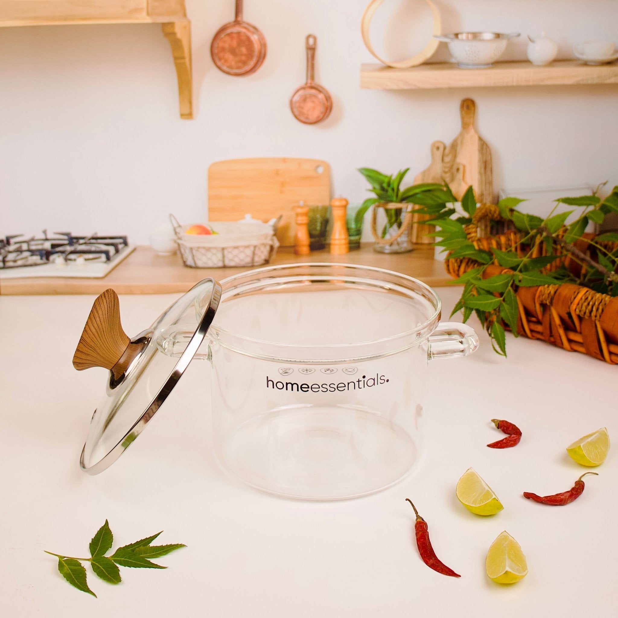 Multi-Purpose Transparent High Borosilicate Glass Pot with Lid